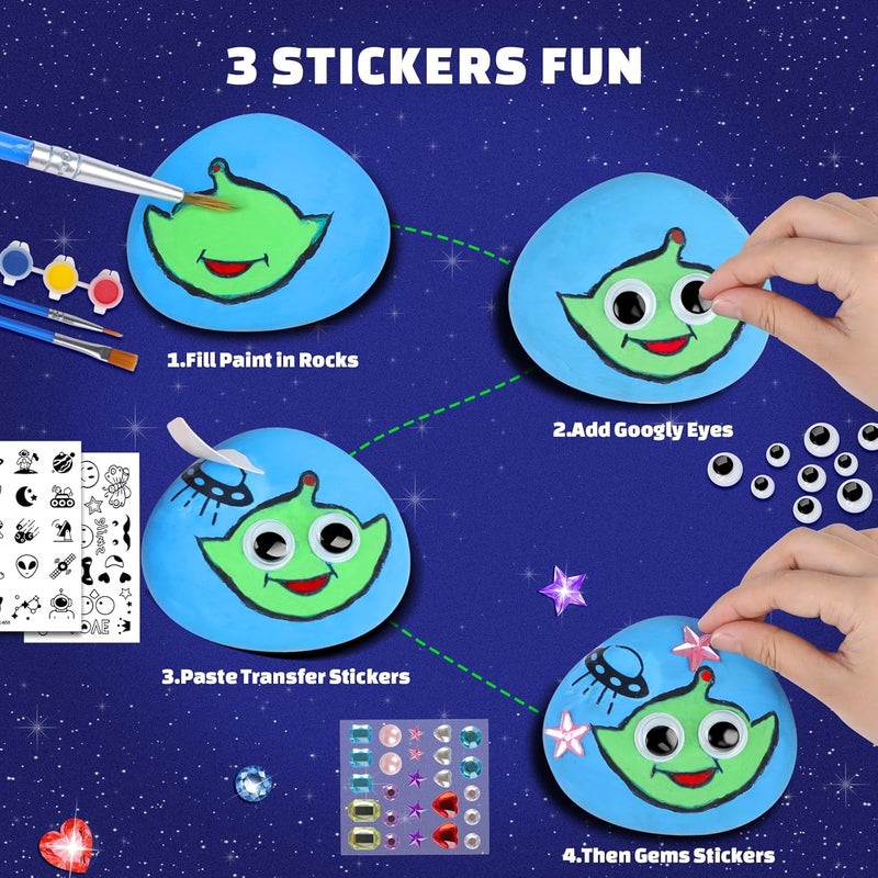 EPUMP Rock Painting Kit for Kids - Glow in The Dark Arts and Crafts Supplies Kits for Girls Boys - Kids Activities Creative Art Set Birthday Gifts DIY Paint Toys for Age 6 7 8 9 10 11 12 Years Old - Image 2